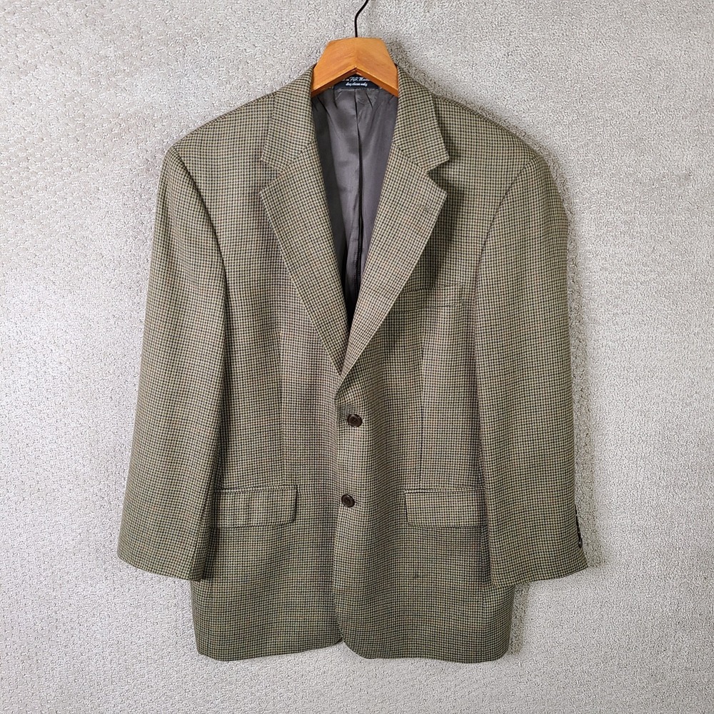 Vintage Gianfranco Ruffini Jacket Men 40R Brown Houndstooth Blazer Cashmere Wool